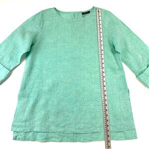 APNY linen mint top Womens Medium three quarter sleeve Minimalist